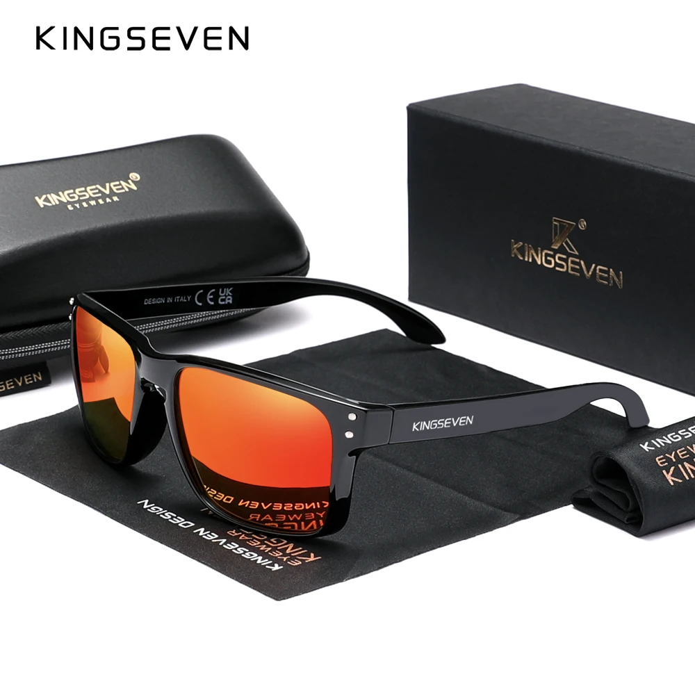 Echte KINGSEVEN Marke Platz Retro TR90 Polarisierte Sonnenbrille Frauen Männer Carbon Faser Muster Design Outdoor Sport Brillen