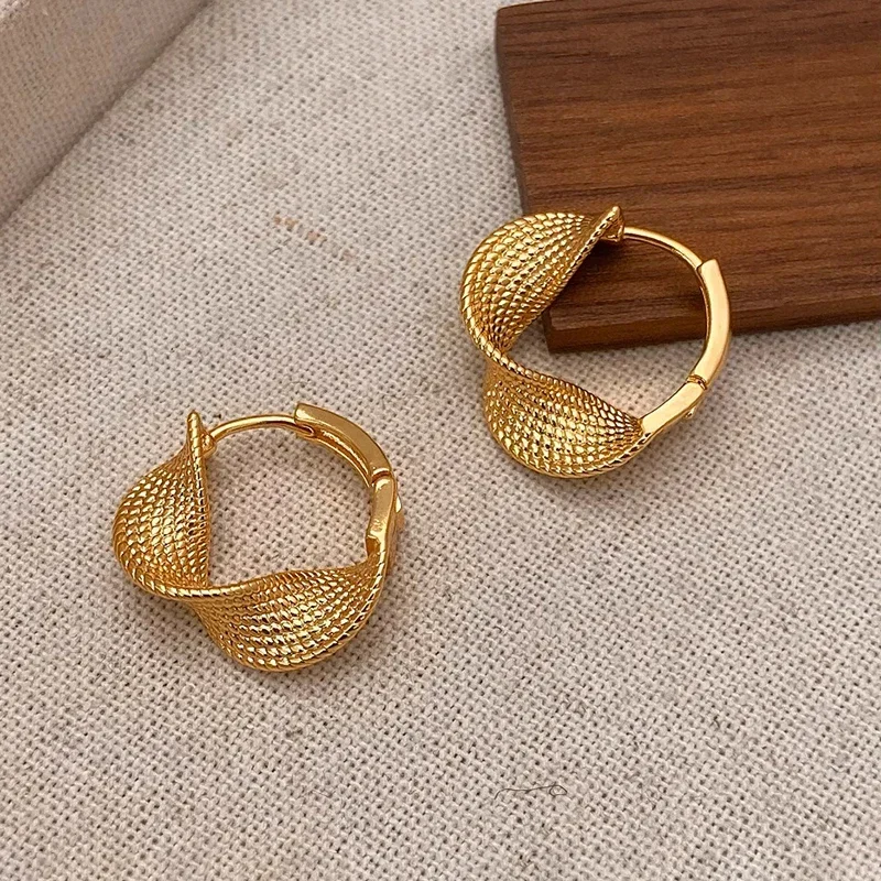 

Real 925 Sterling Silver Distorted Wrinkled Round Hoop Earrings for Women Minimalist Trendy Fine Jewelry Accessories