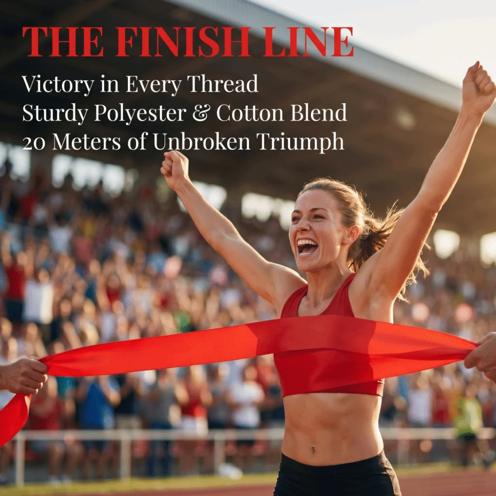 Polyester Cotton Finish Line Ribbon Cut to Length Red Color Sprint Banner Smooth Surface Marathon Banner Relay Races