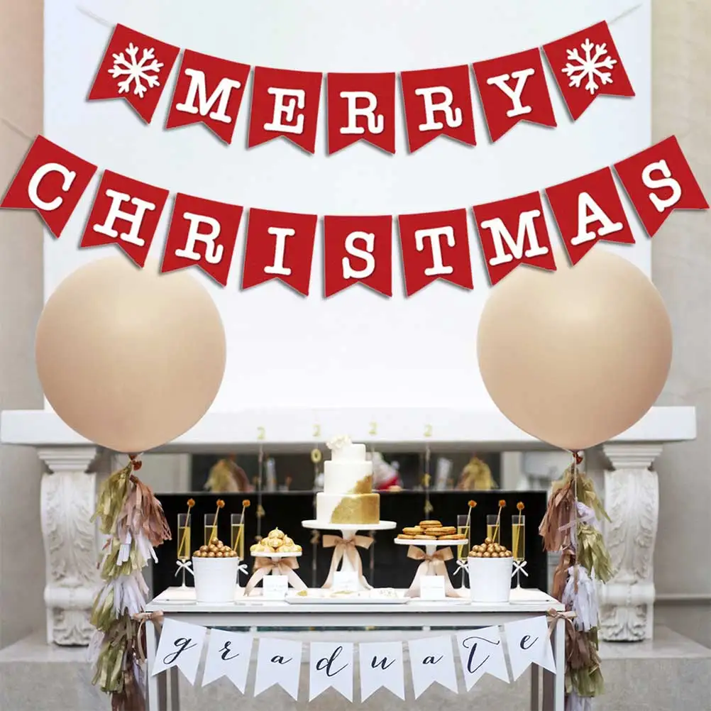

Christmas Decor Decoration Pull Flag Xmas Streamer Bunting Red Chritmas Banners