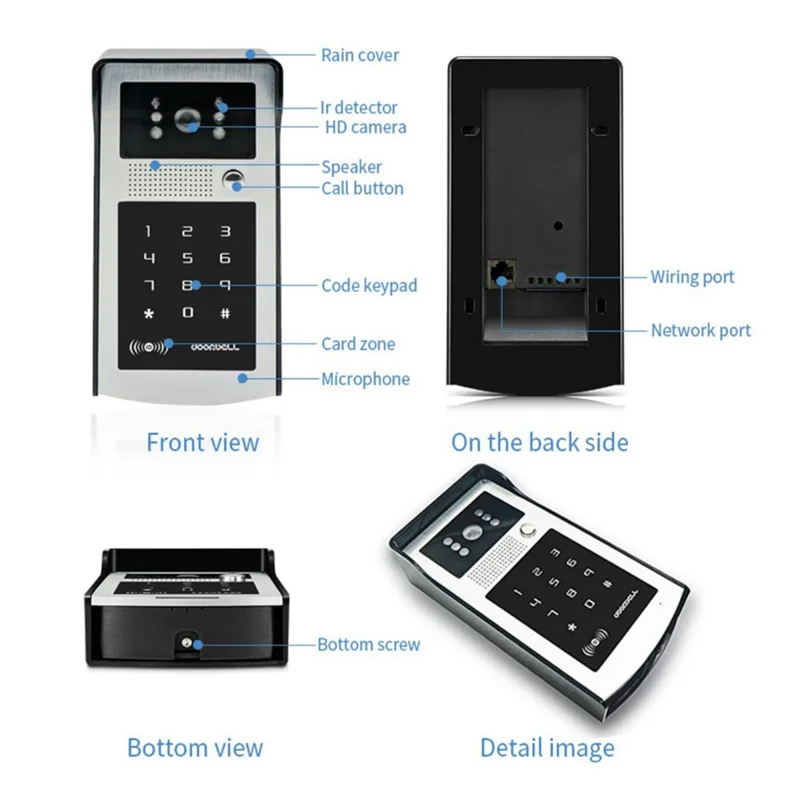 B50B-ワイヤレス WIFI ビデオドアベルシステム Tuya スマート 1080P 屋外カメラ RFID カード EU プラグドアホン