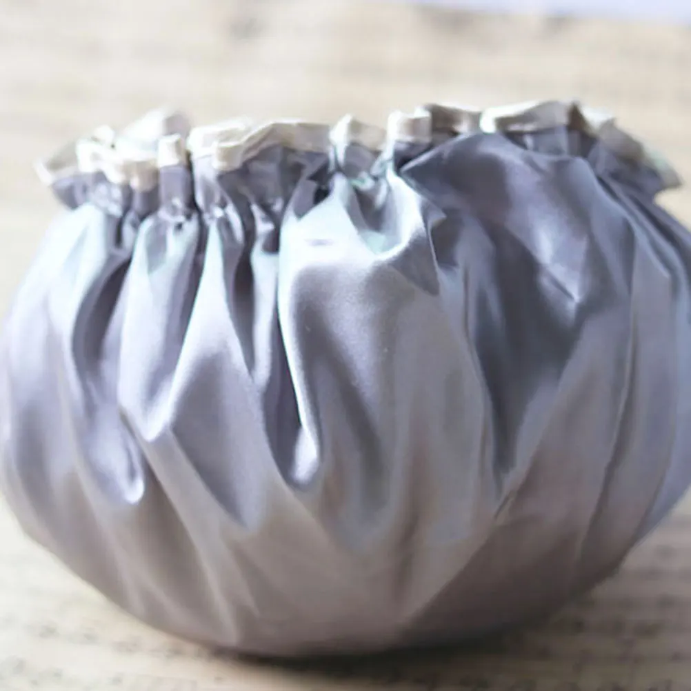 

2pcs Waterproof Shower Hat Double Layer Washable Hair Caps For Women Girls Pink Grey Foldable Lightweight Travel Reusable