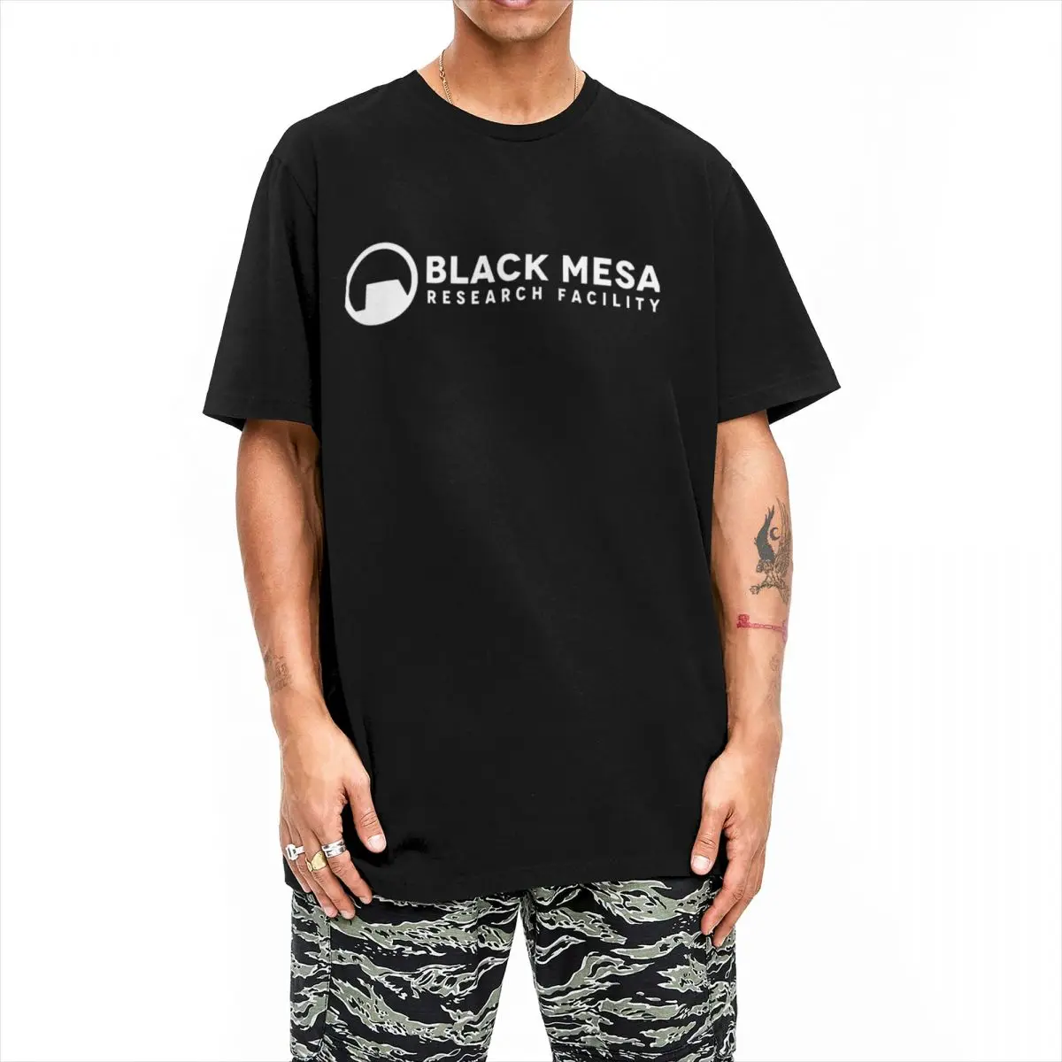 Men T-Shirt Black Mesa Logo T Shirts Hip Hop Halfed Active Life Summer Tees Vintage Casual Cotton Tops Gift Idea