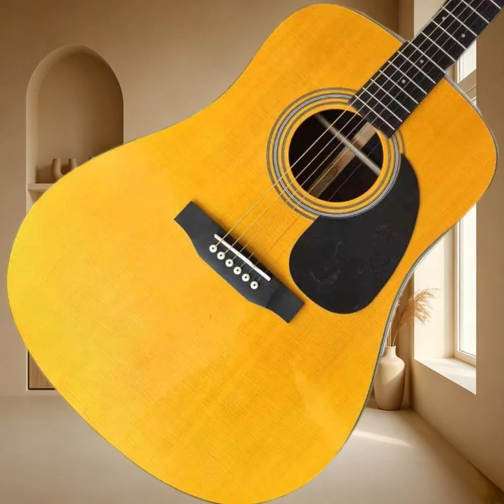 Solid Wood D28 41 Inch Dreadnought Acoustic Guitar Spruce Top Mahogany Back Sides Ebony Fingerboard Beginner Folk Guitar