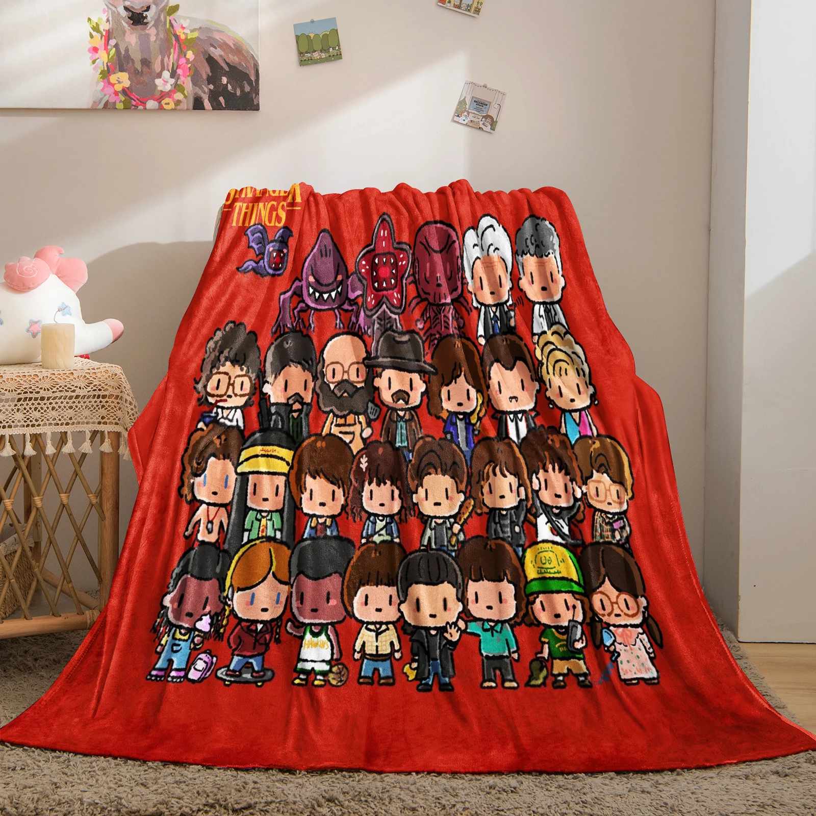 Science Fiction Horror S-Stranger T-Things Blanket Cartoon Character Pattern Collection  Flannel Blanket Soft Decortive Blanket