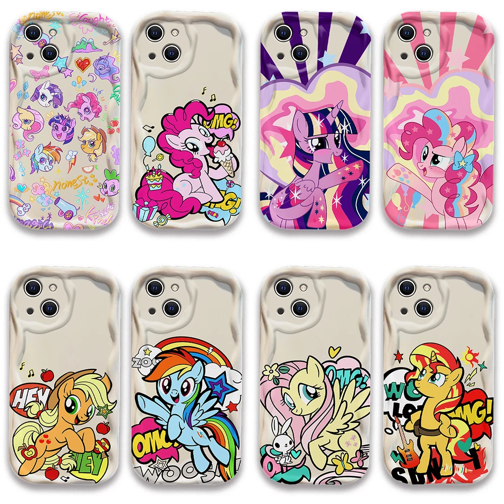 Pony Hot Little Unicorns Cute 3D Wave Case For iPhone 15 14 13 12 11 Pro Max Mini X XR XSMAX 8 7 6S Plus Soft Silicone Cover