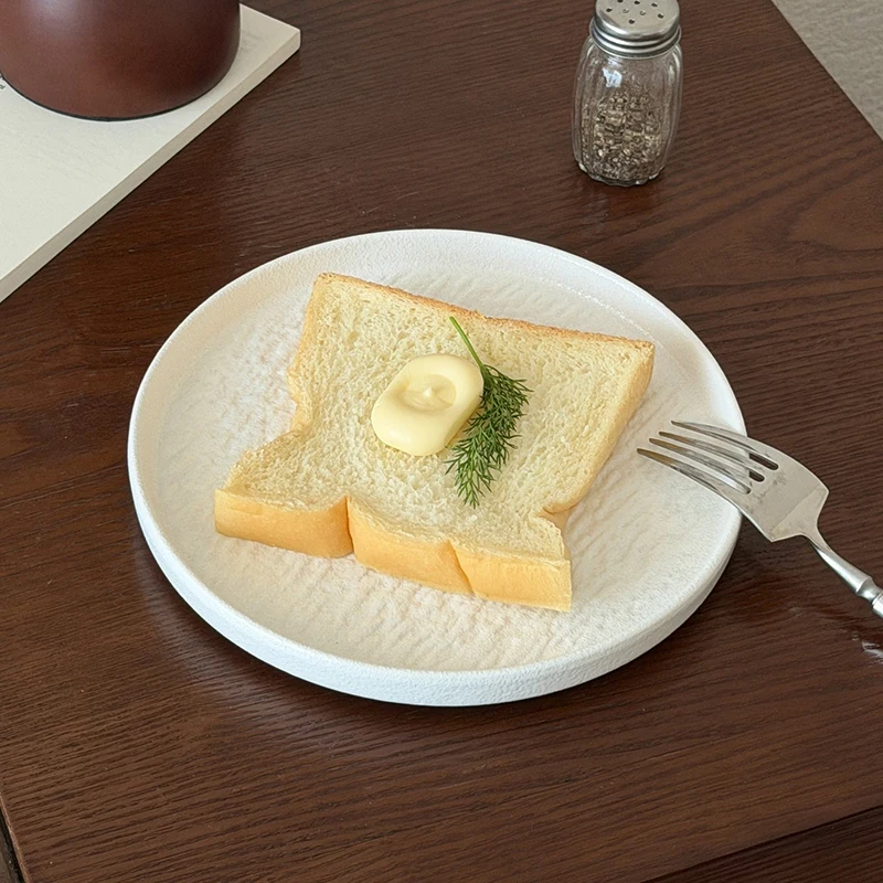 Platos de cerámica esmerilados de estilo japonés, vajilla redonda de 8 ~ 10 pulgadas para Pizza, carne, carne, cena, ensalada Simple blanca, plato de desayuno