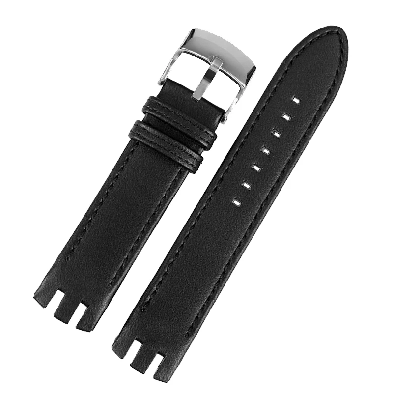 Curved Three Fork Leather Watch Strap for Swatch Yts401 402 409 713 Ytb400 Watch Band 20