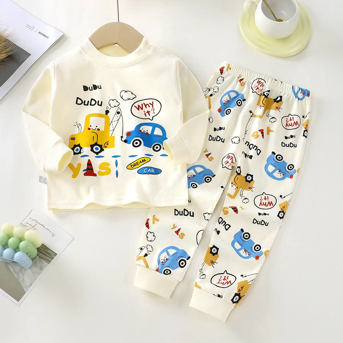 Girl Boy Homewear Casual Children Cute Wear Kid Comfortable Multi Style Long Sleeve Top Trousers Pants Unisex Long Johns Set