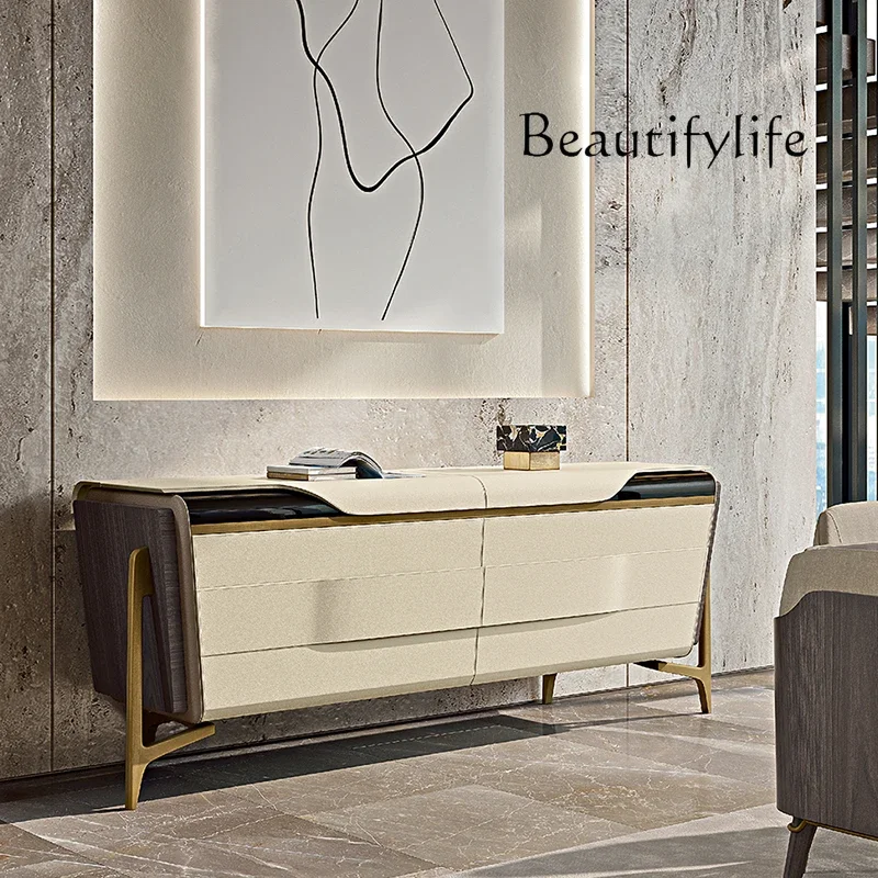 XX Minimalist Design High-end Italian Locker Dining Side Cabinet High Cabinet Integrated Against The Wall Stainless Steel Cabin