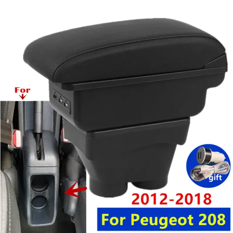 Auto-Armlehnenbox für Peugeot 208, Armlehnenbox Peugeot 208 2012-2018, Auto-Aufbewahrungsbox, spezielles Nachrüstzubehör für den Innenraum