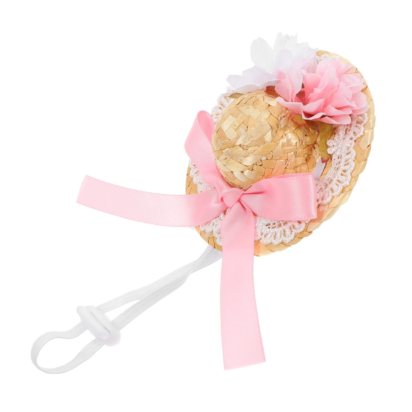 

Мини-шляпка из плетеного ротангового полотна с бантом и искусственным цветком, элегантный аксессуар для летнего наряда, внутренний диаметр 4 см.