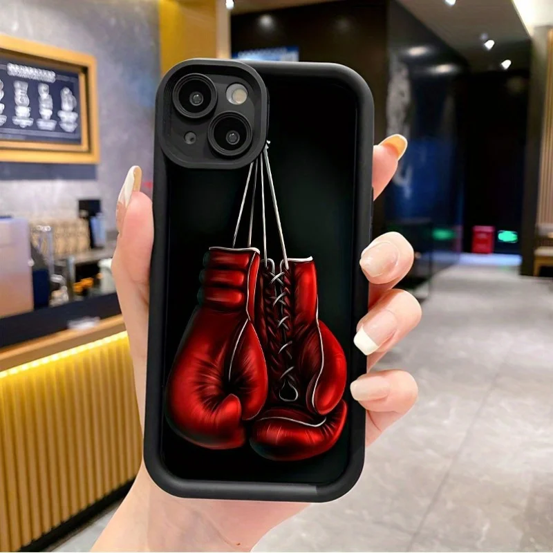 

Red boxing glove pattern phone case for iPhone 17 16 15 14 13 12 11 Pro/ Max/Plus shock-proof rear cover anti-fingerprint