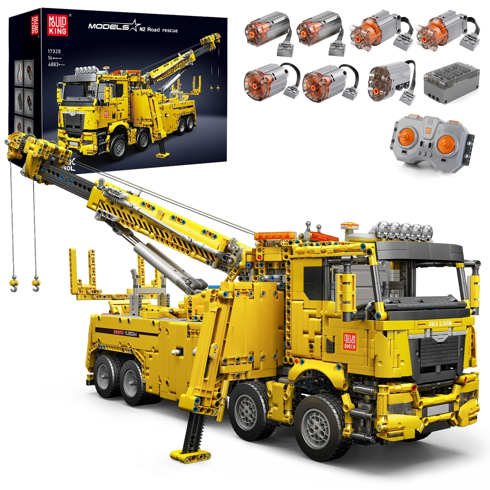 MOLD KING 17028 jouets de voiture technique APP & RC camion de sauvetage motorisé modèle assemblage bloc de construction brique enfants cadeaux de noël