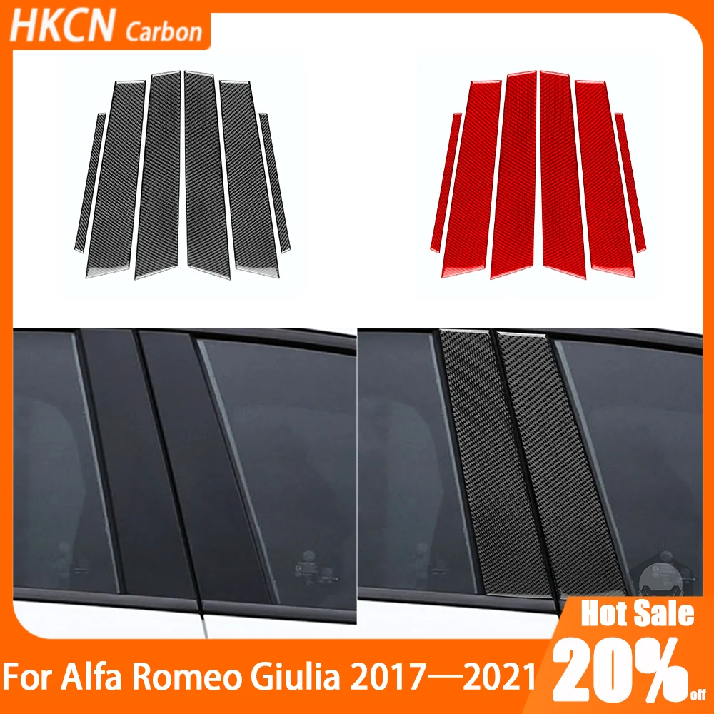 Carbon Fiber B-pillar Door Post Panel Car Accessories Interior Cover Trim Sticker Modification For Alfa Romeo Giulia 2017—2021