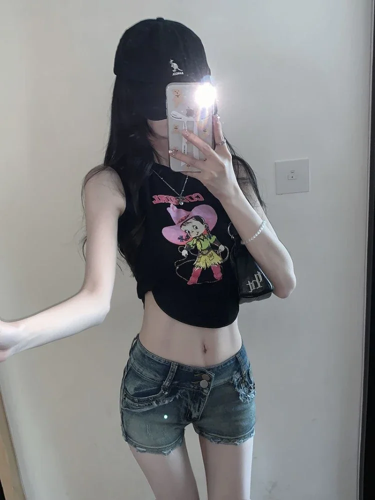 데님 반바지 여성 여름 아메리칸 레트로 스타일 핫 스위트 로우 웨이스트 쿨 리벳 디자인 슬림 섹시 올 매치 패션 스트리트웨어 코지