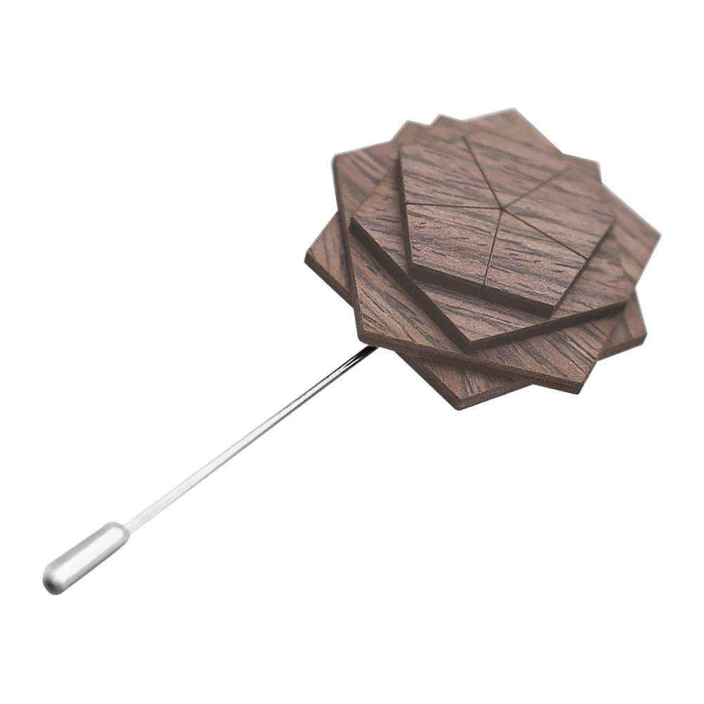

Men Lapel Pin Wooden Flower Boutonniere Pin for Suit Elegant Decorative Accessory Firm Not Easy to Fall Off for Formal Occasions