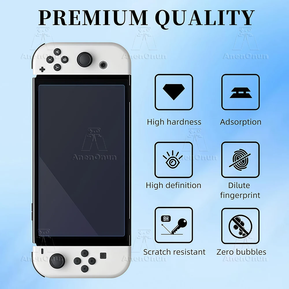 Ultra HD Anti-Blue Light Tempered Glass for Switch OLED Shatterproof Anti-Scratch Anti-Fingerprint 9H Hardness Screen Protector