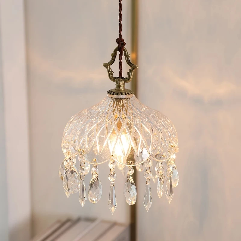 

Modern Pendant Light Crystal hanging Chandelier Vintage Glass Pendant Lamp for Kitchen Island Suspension Hanglamp Light Fixture