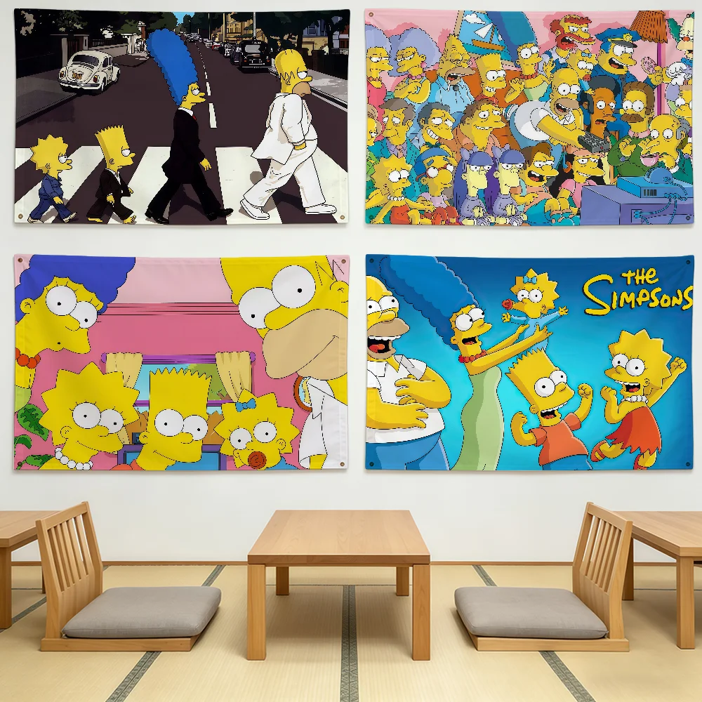 FK The S-Simpsons Flag Durable Outdoor Indoor Patio Festive Decoration Classic Design Pole Wall Room Banner