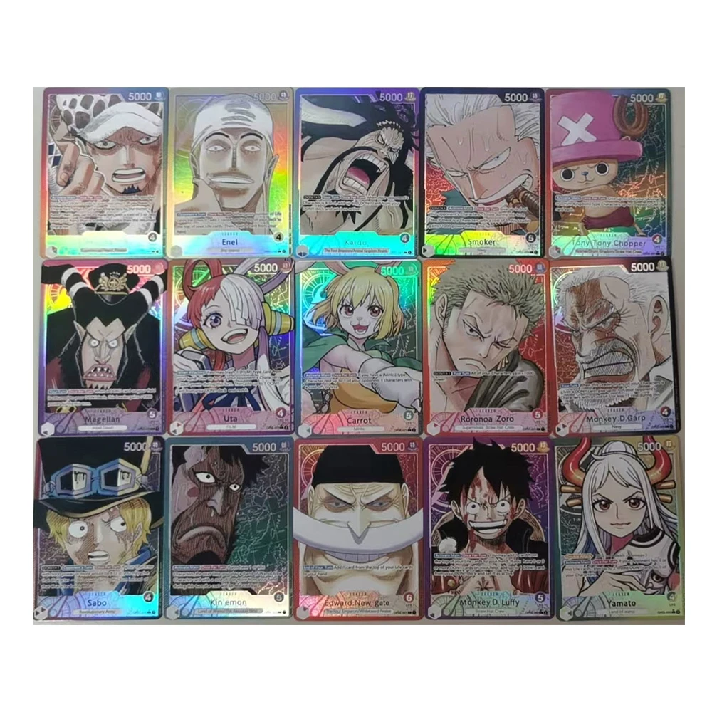 Daboluo Anime One Piece DIY Card Knock Board Game Collectible Cards Four Emperors Luffy Contest 15pcs Game Flashcards