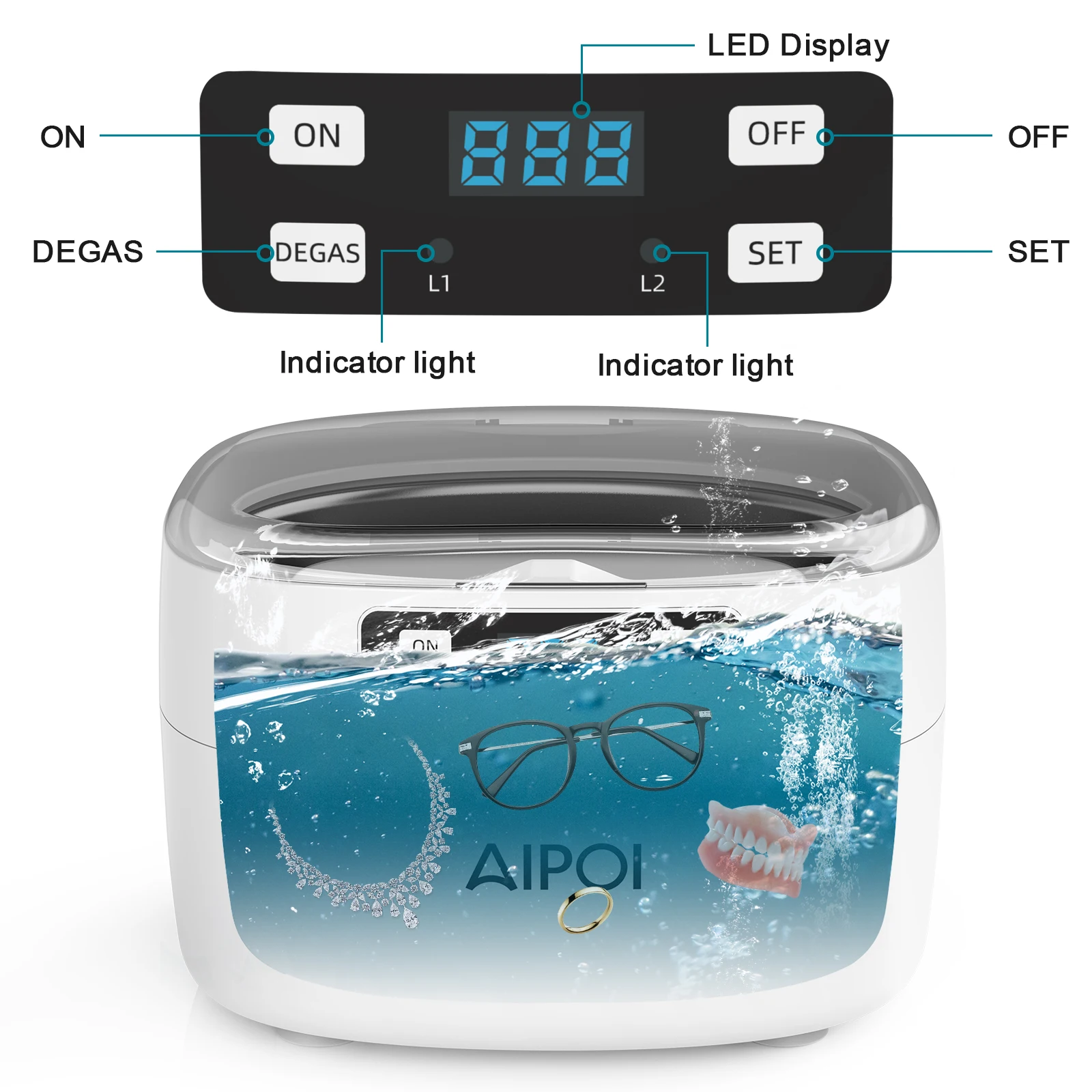 AIPOI 750 ml Ultrasonic Cleaner Jewelry Watch Glasses Ring Ultrasound Cleaning MachineBath Machine Home Appliances