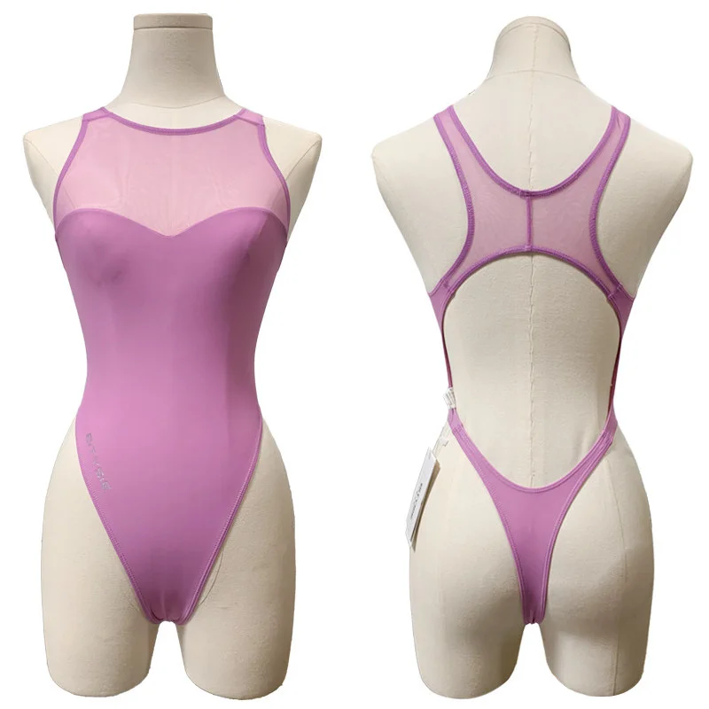 Bitysie Ultra Thin Triangle One Piece Swimsuit Women Slim Body Shaping Swimwear Beach Vacation Couple Dating Bathing Suit T-blac