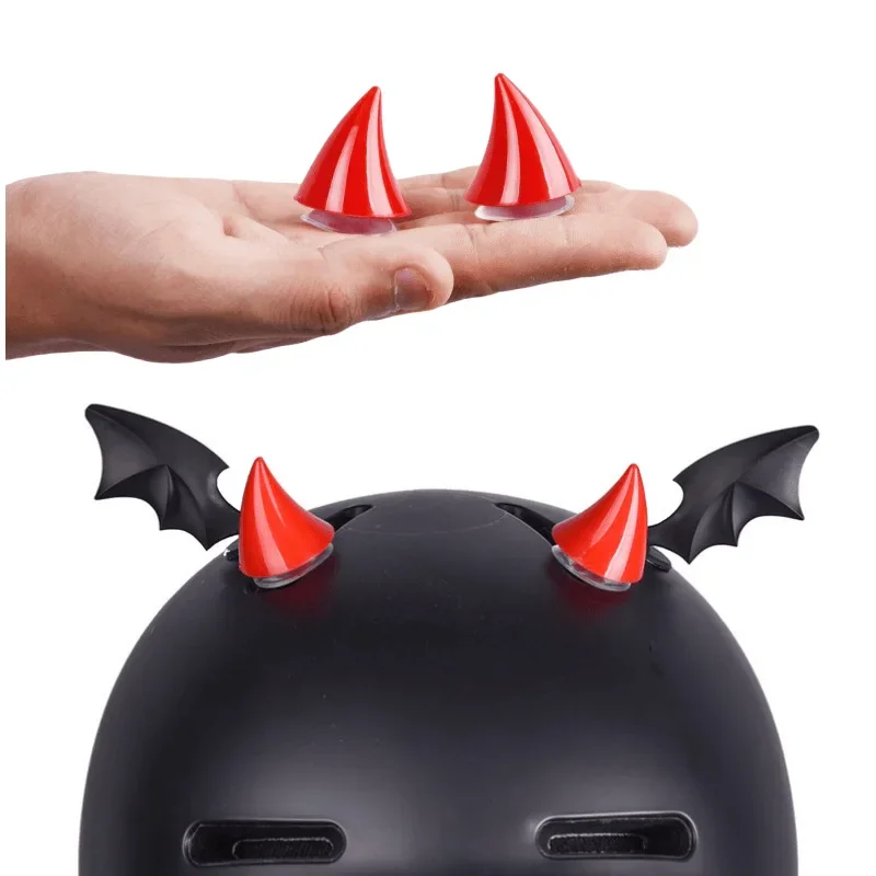 

2-1 шт., короткий шлем с рогами дьявола, декоративная наклейка, мотоциклетный велосипедный шлем, форма DIY, резиновые декоративные головные уборы, аксессуары