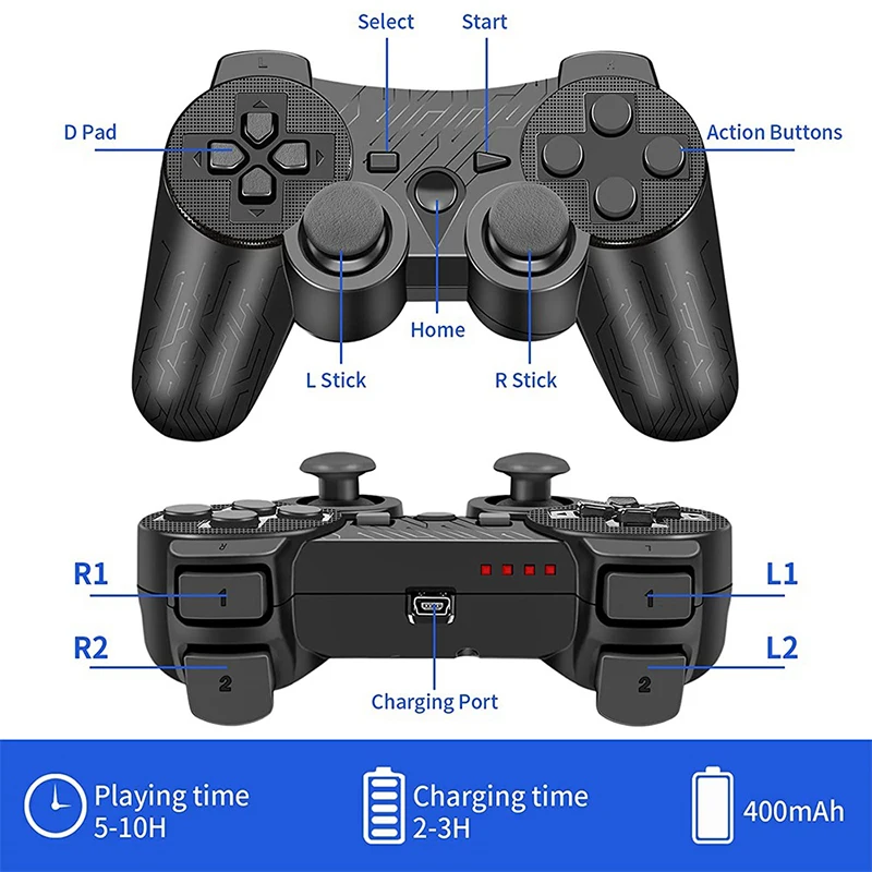 PC 노트북용 무선 게임 패드, PS3 2.4G 충전식 게임 컨트롤러 안드로이드 TV 박스 스팀 게임 Jpypad 용 USB 조이스틱