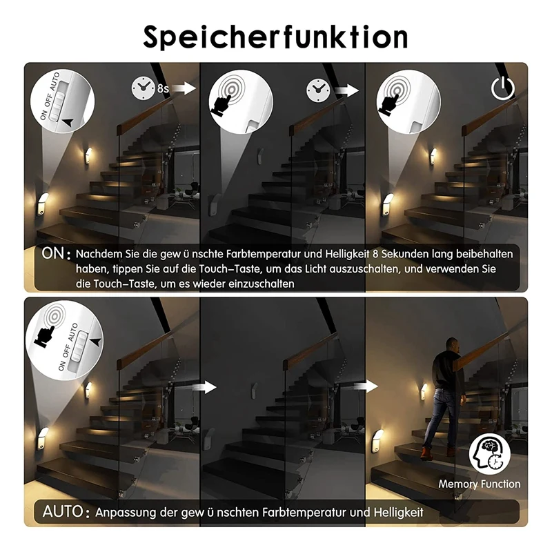 1 Uds. Lámparas de noche para mesita de noche, lámpara con carga USB, Control táctil con 3 cambios de Color/función de atenuación/función de memoria