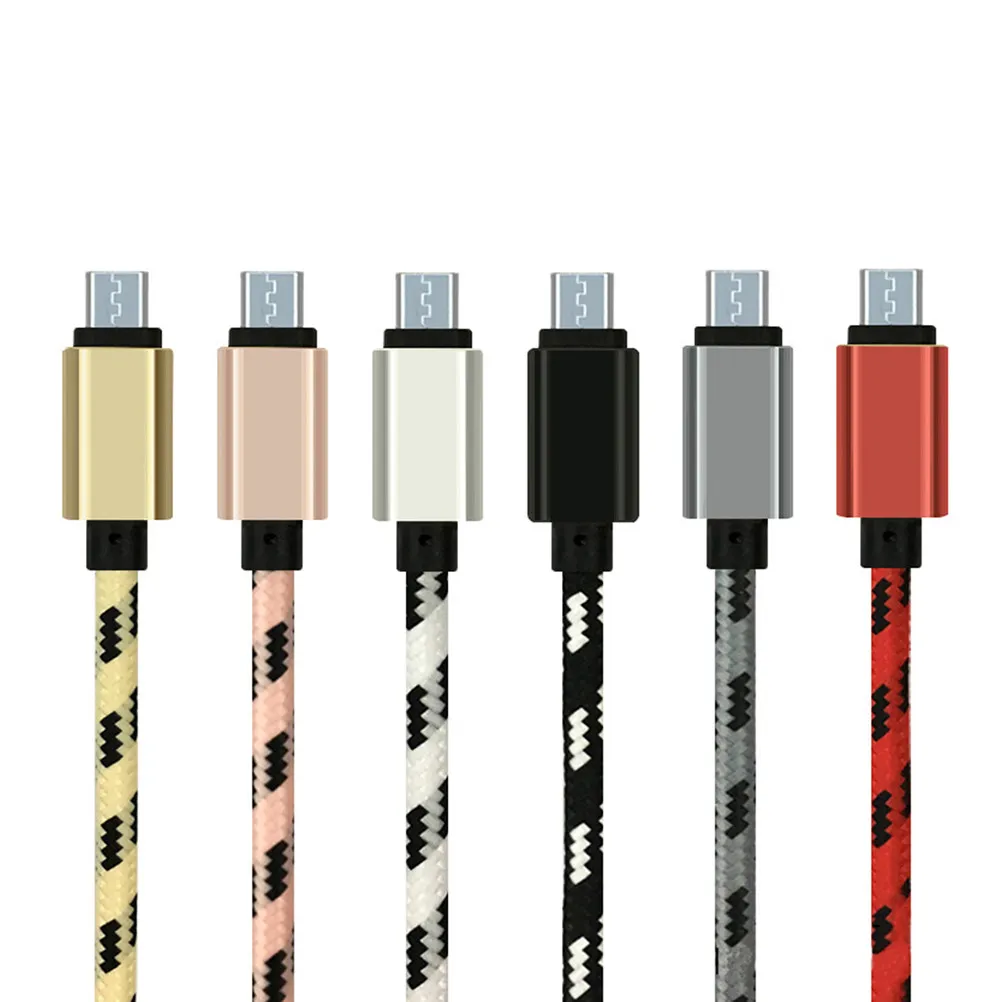 1 Meter Heavy Duty Nylon Braided Micro USB Charging Cable High Speed Data Transfer Cord for Black