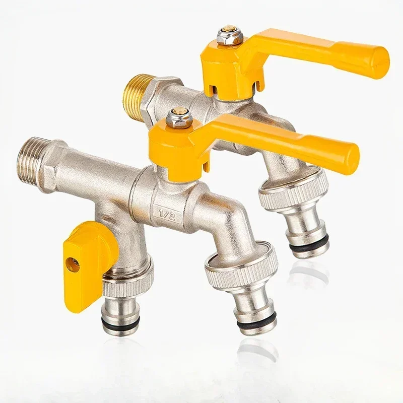 

All-Copper Outdoor Water Tap Household Antifreeze Double Water Outlet Outdoor Extended Washing Machine Nozzle Interface Faucet