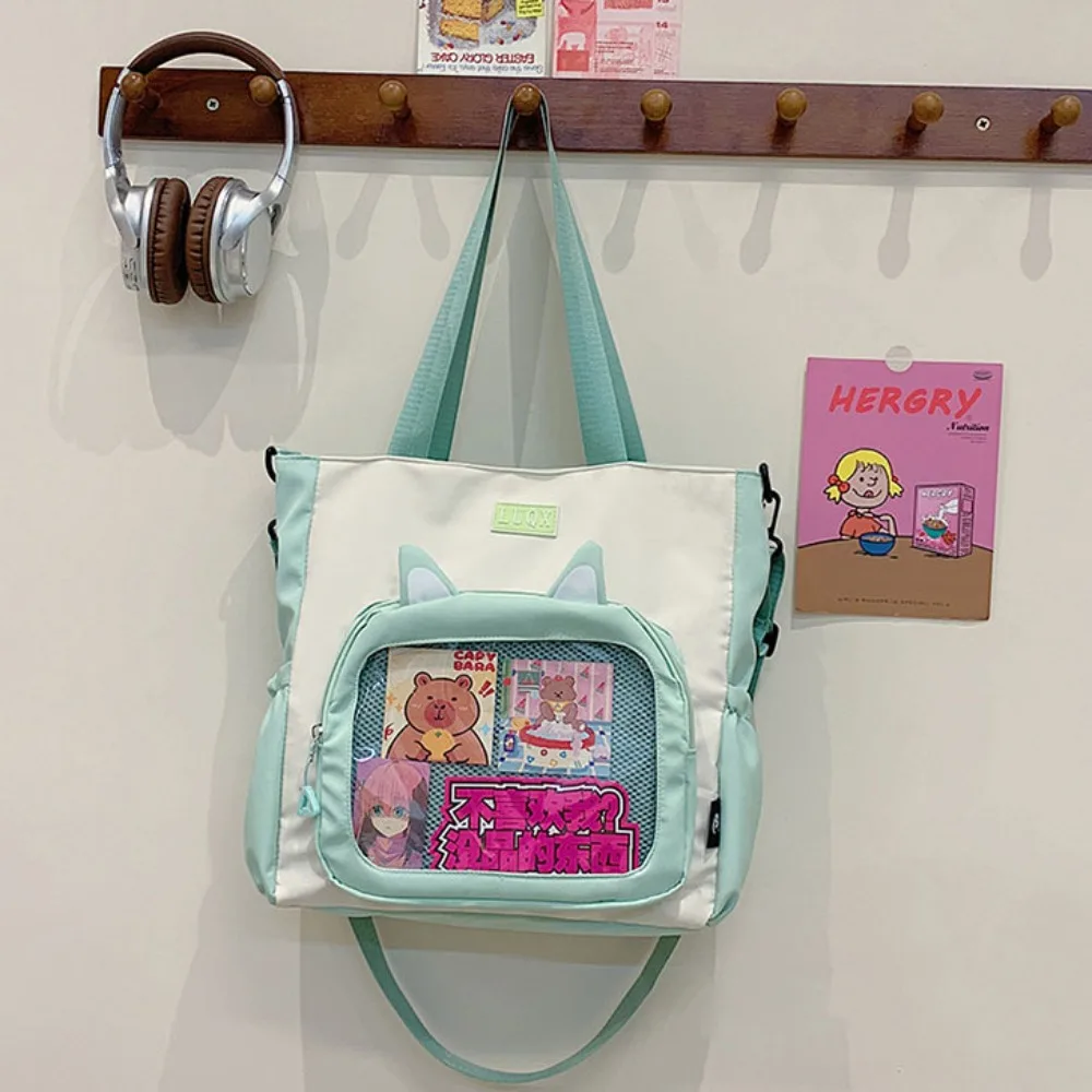 

Casual Cat Ear Transparent Itabag Nylon Multifunction Transparent Crossbody Bag Tote Bag Wallet Shoulder Bag Outdoor