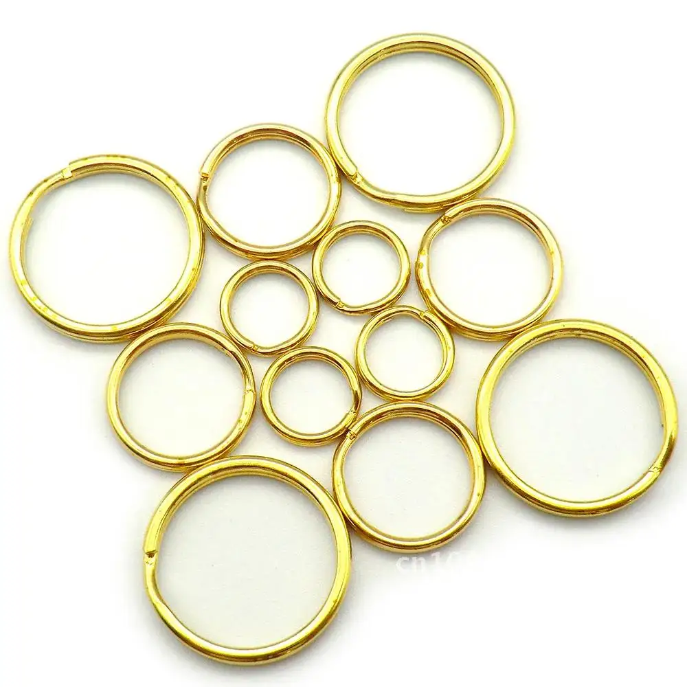 

100pcs 10mm 15mm Accessories Golden Copper Keychain Small Pet Dog ID Cats Round Collar Plate Split Tag Dog 20mm Ring Name Key