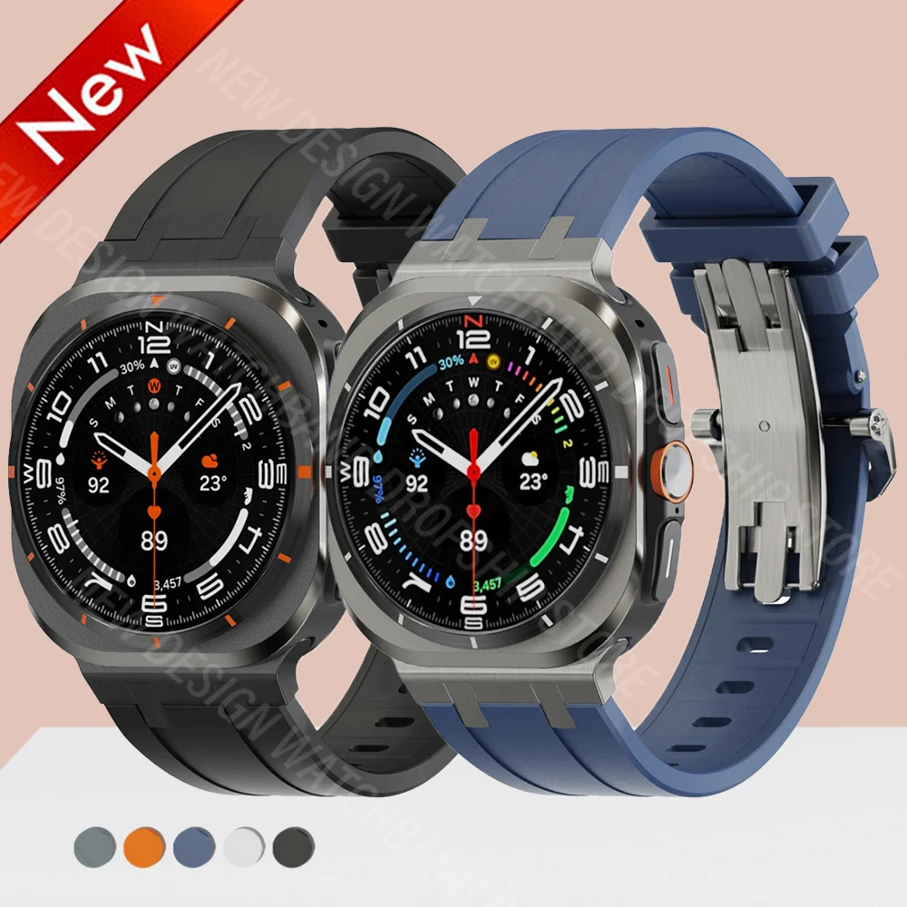 

Men Silicone Band for Samsung Galaxy Watch Ultra47mm Sports Strap for Galaxy Ultra47mm Butterfly Clasp Bracelet Quick Fit Correa