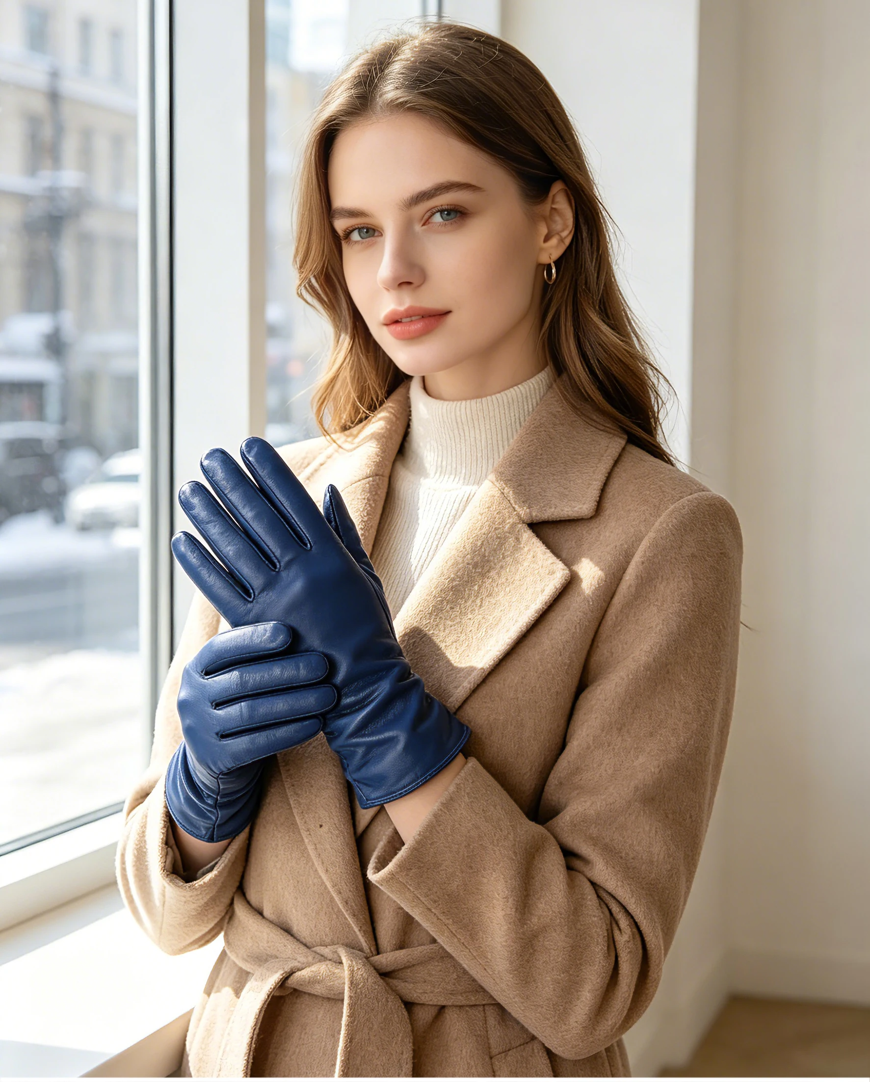Simple Women's Gloves Winter Warm Plus Velvet Short Thin Touch Screen Gloves Driving Color Women's Leather Gloves High Quality