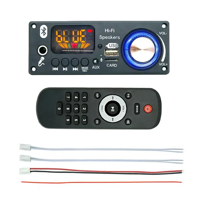 12V Blue&tooth MP3 Decoders Board 2x80W Amplifier Chip with Digital Display USB Recording Function RV Truck Audio System Upgrade