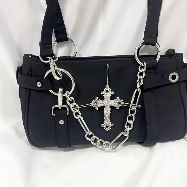 JIAERDI Gothic Cross Y2k Bag Women Vintage Grunge Punk Chain