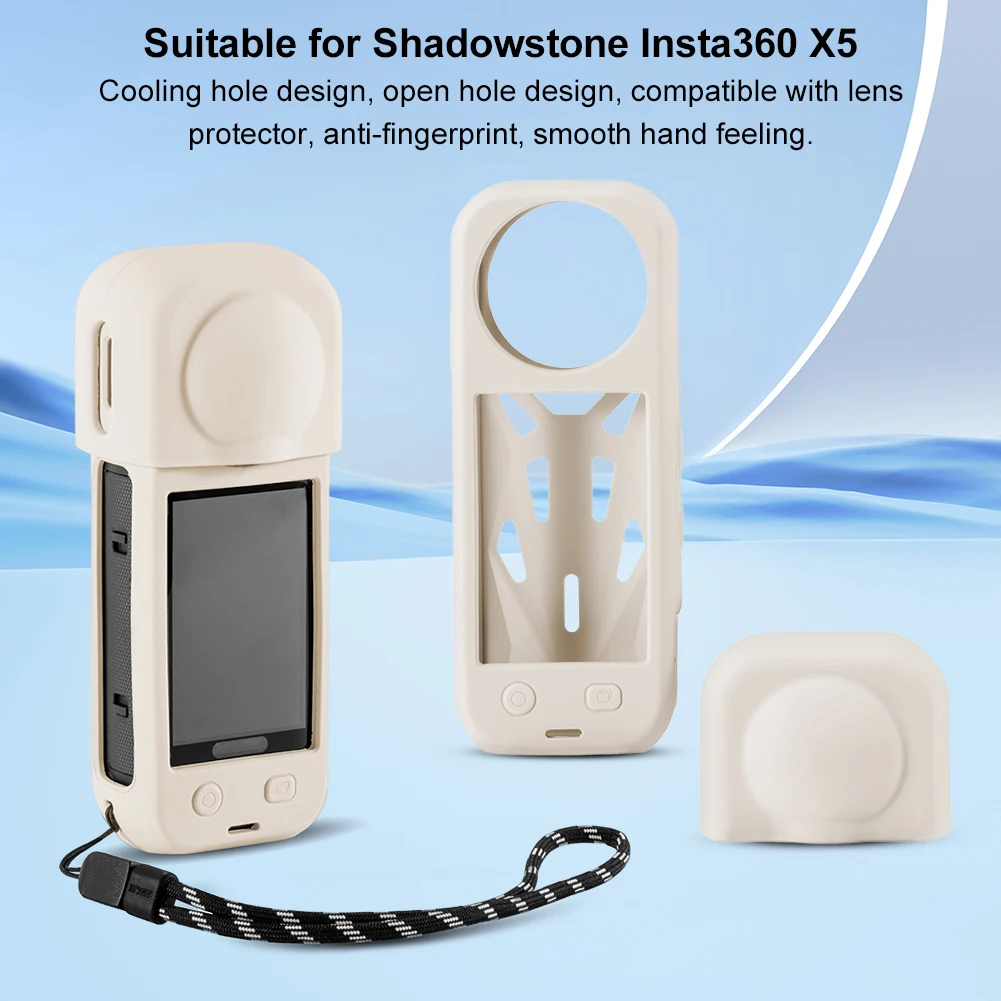 For Insta360 X5 Soft Silicone Case Heat Dissipation Silicone Protective Cover Non-Slip Sports Camera Shell Lens Cap Accessorie