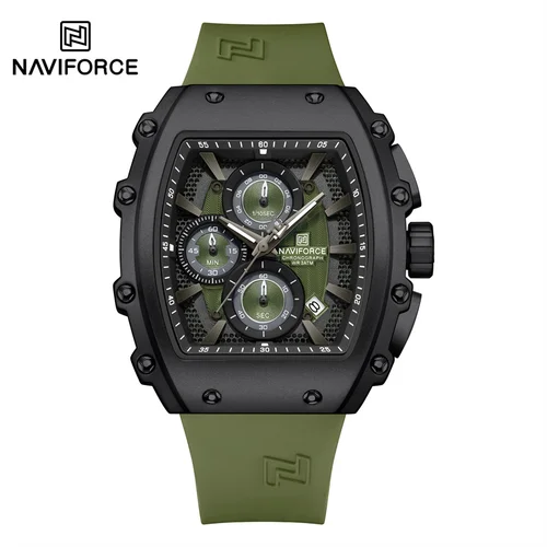 NAVIFORCE Reloj de Cuarzo para Hombre Tendencia de Moda Reloj Cronógrafo Deportivo Pantalla de Fecha Correa de Silicona Manecillas Luminosas 3ATM Resistente al Agua