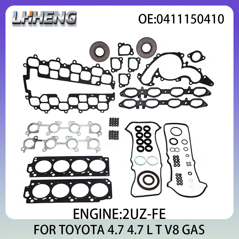 

Engine Full Overhaul Gasket Kit Rebuild Set For TOYOTA 4 RUNNER LAND 4.7L 4.7 L T V8 GAS 1998-2007 0411150410 041110F010 2UZ-FE