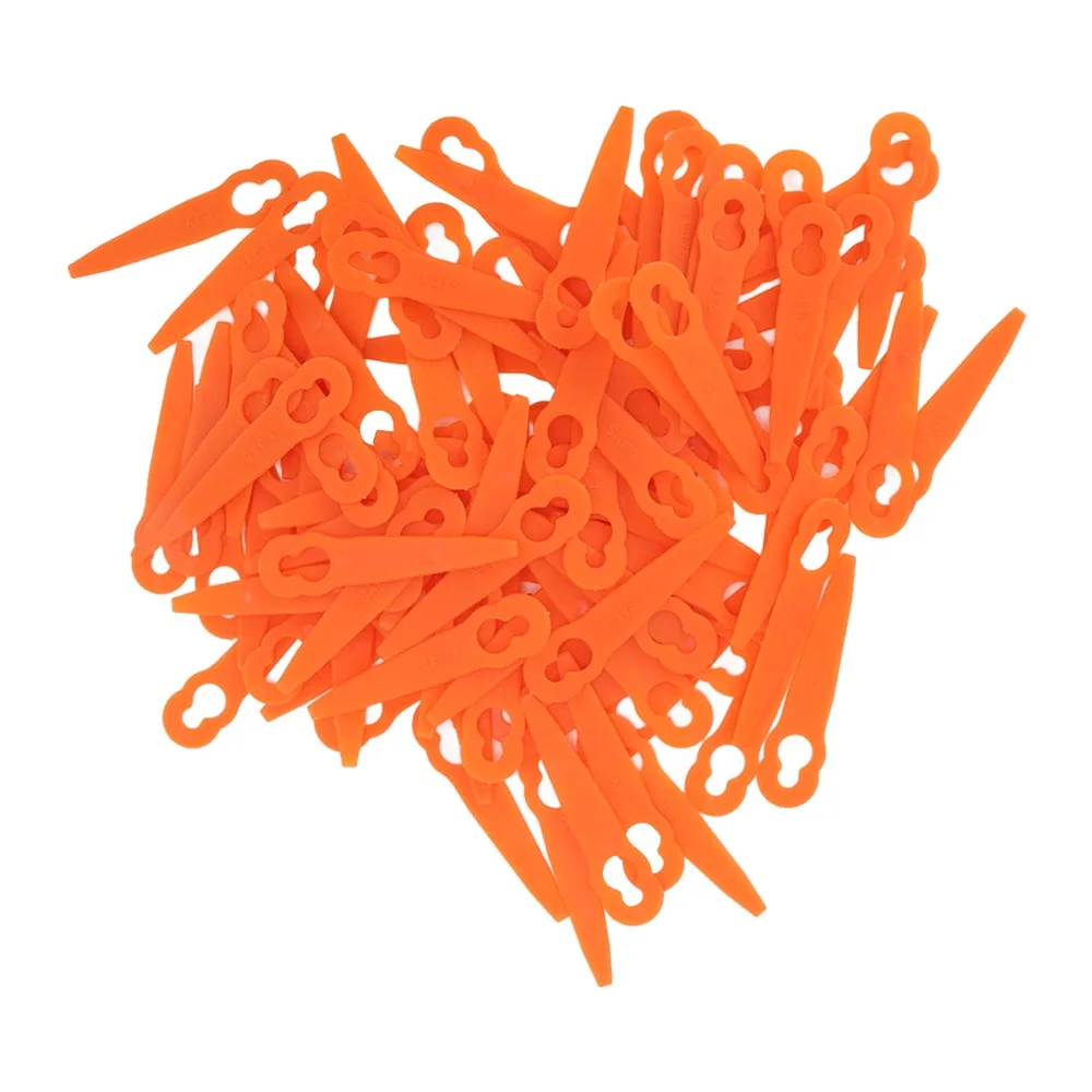 100PCS Plastic Grass Trimmer Blades Orange Color Snap-In Installation Lawn Mower Accessories Safe for Stihl Polycut 2-2 3-2