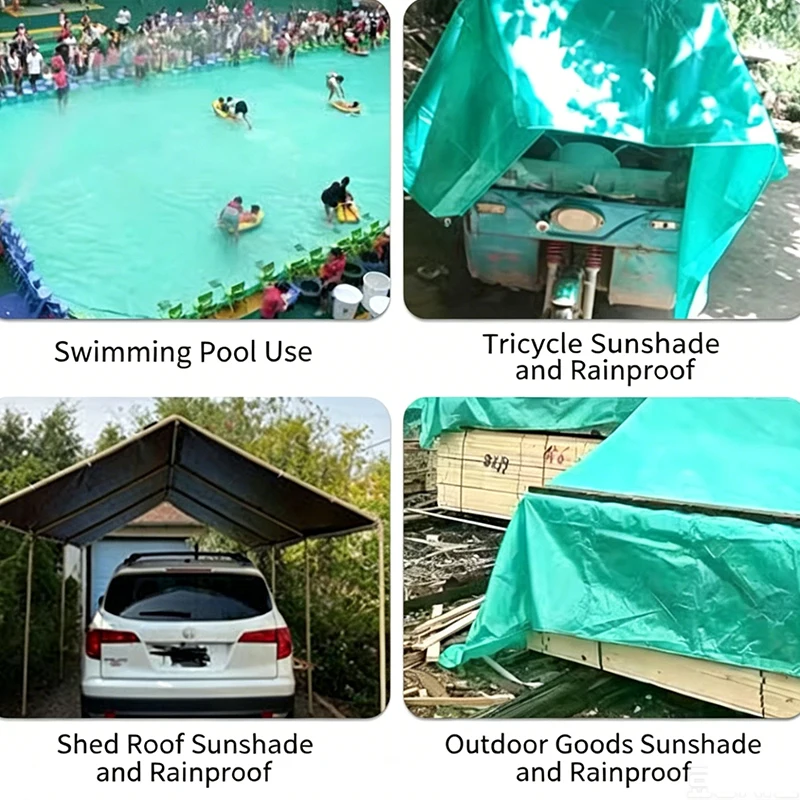 Tarpaulin Thicken 2*1 4*4 6*6 8*8 10*10m Large Waterproof Shade Anti-UV Tarp Tent Camping Canopy Green Rain Awning Outdoor Truck