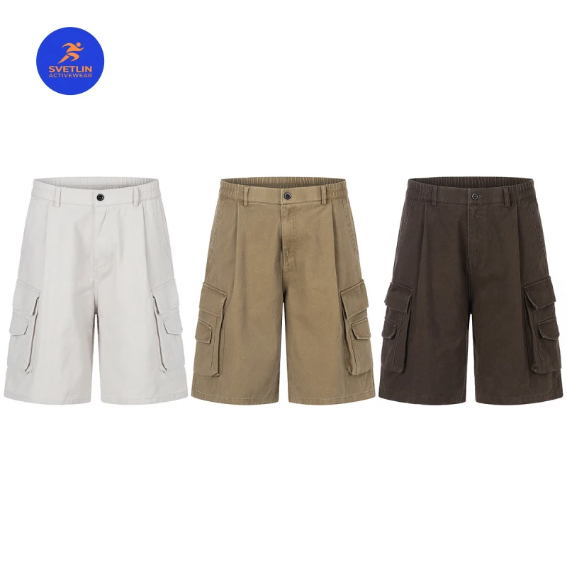 

SVETLIN EU US Size Luxury Quality Active Casual Shorts Summer Vintage Workwear Pocket Enzyme Washed Shorts