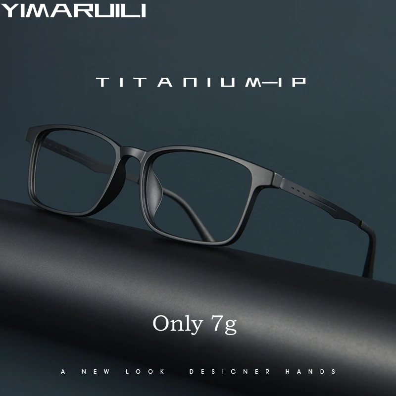 YIMARUILI Ultra-light Comfortable Flexible TR90 Eyewear Women Square Titanium Alloy Optical Prescription Eyeglasses Frame Men