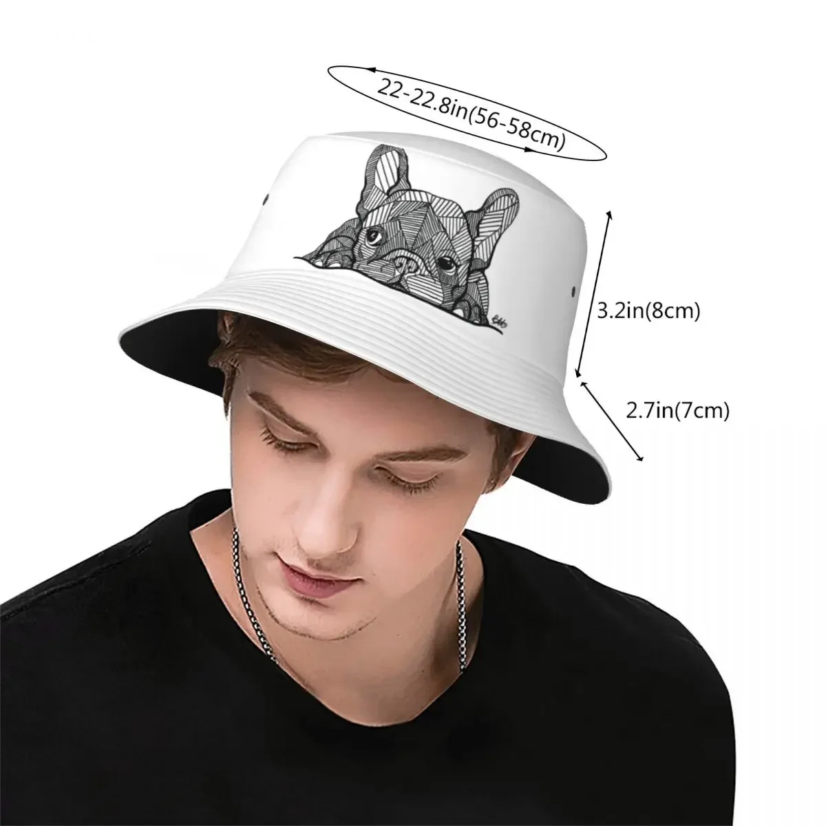 Custom French Bulldog Bucket Hats for Women Men Print Frenchie Dog Lover Summer Travel Beach Frenchie Dog Lover Fisherman Cap