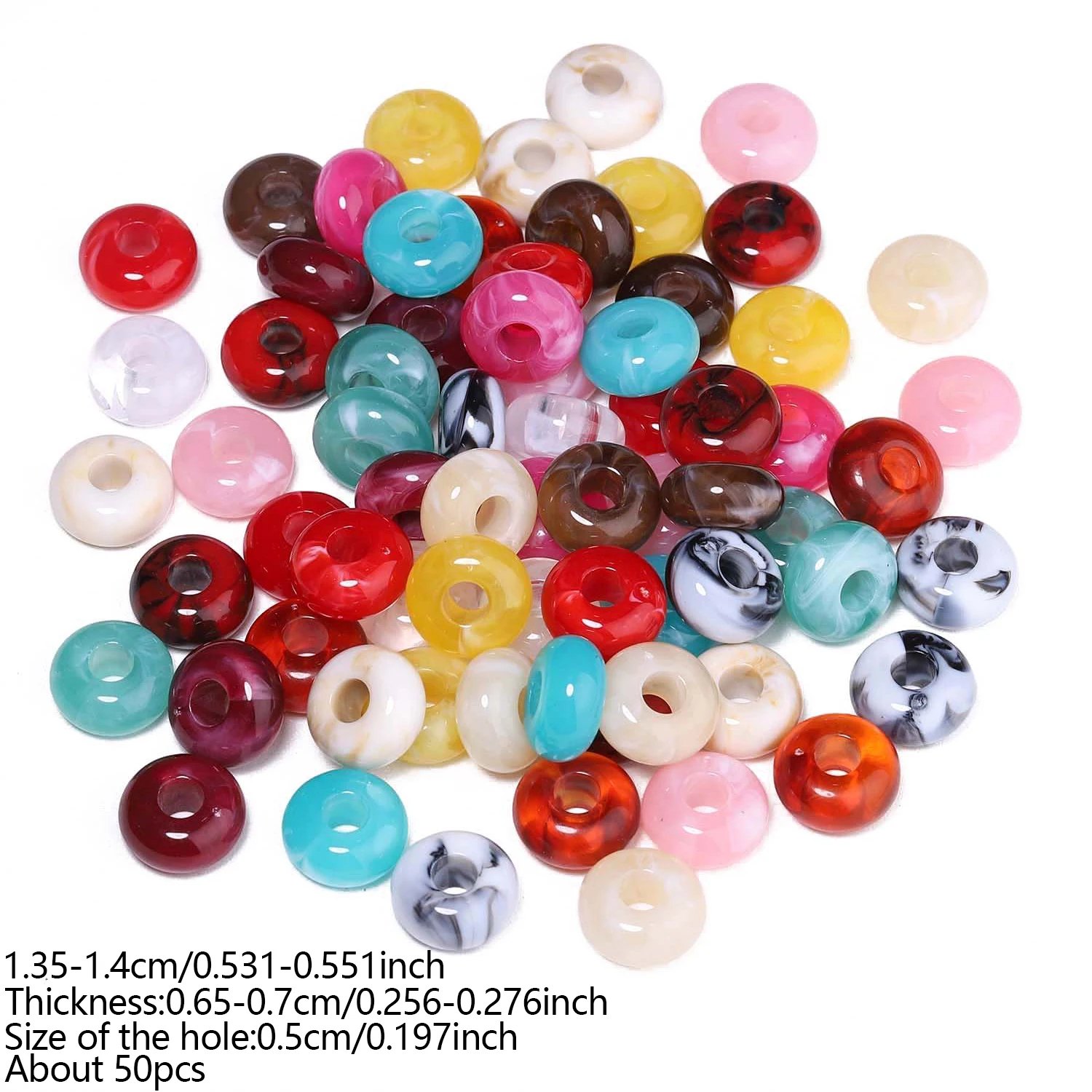 Acryl-Abakusperlen mit großem Loch, mehrfarbige lose flache runde Perlen für DIY-Schmuckherstellung, Armbänder, Halsketten-Zubehör – Detail 17