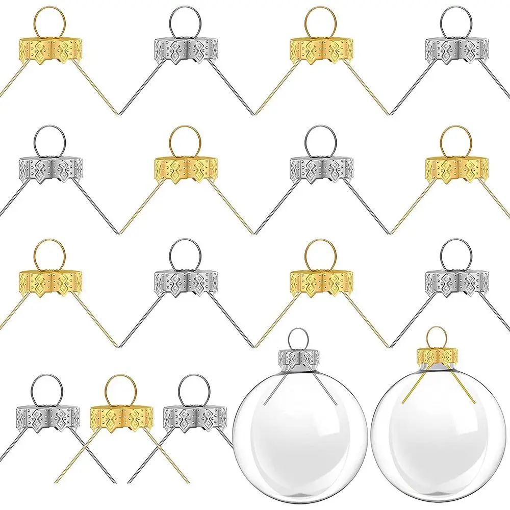 50PCS Round Christmas Ball Ornament Caps Gold Removable Metal Hangers Cap XMAS New Year Replacement Ornaments Cap DIY Home Decor