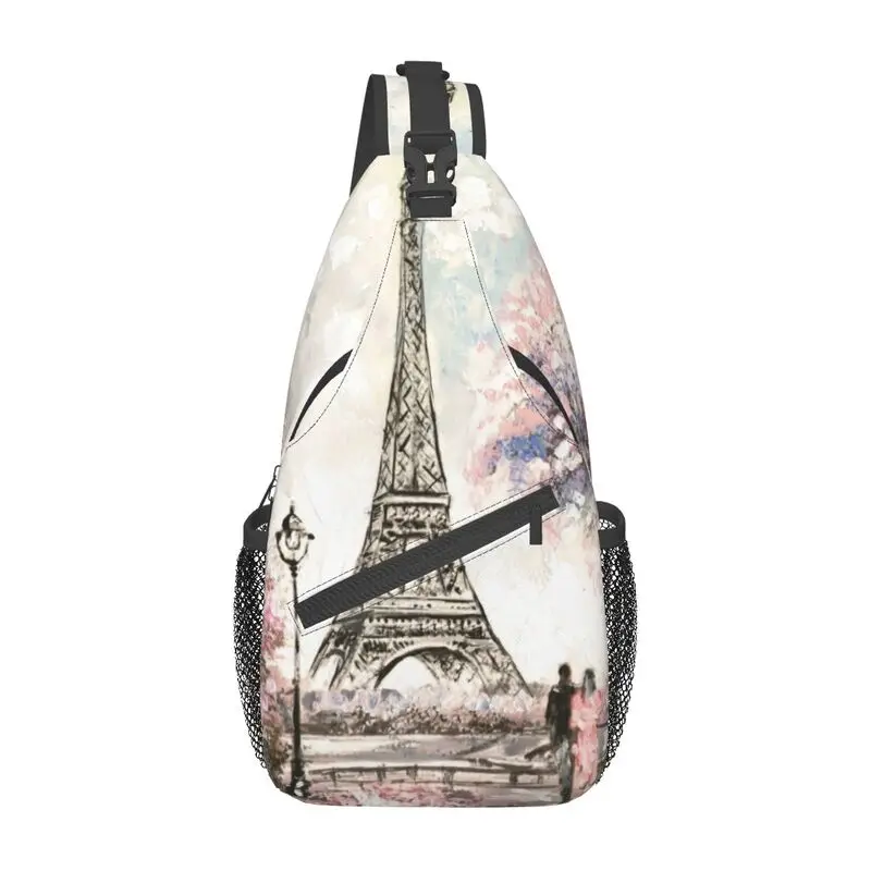 

Custom Eiffel Tower Sling Bags Men Cool Shoulder Chest Crossbody Backpack Traveling Daypack