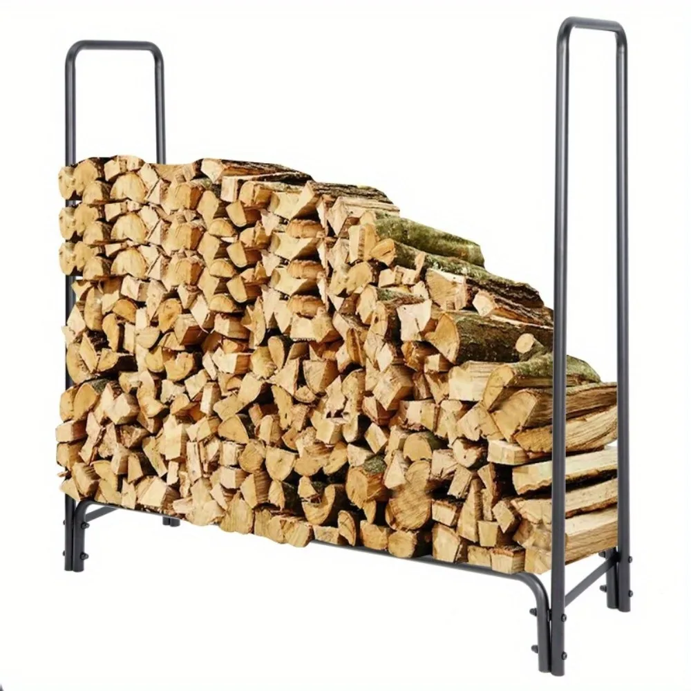 

4ft Rack Log Holder for Fireplace Storage Holder Outdoor Backyard Black